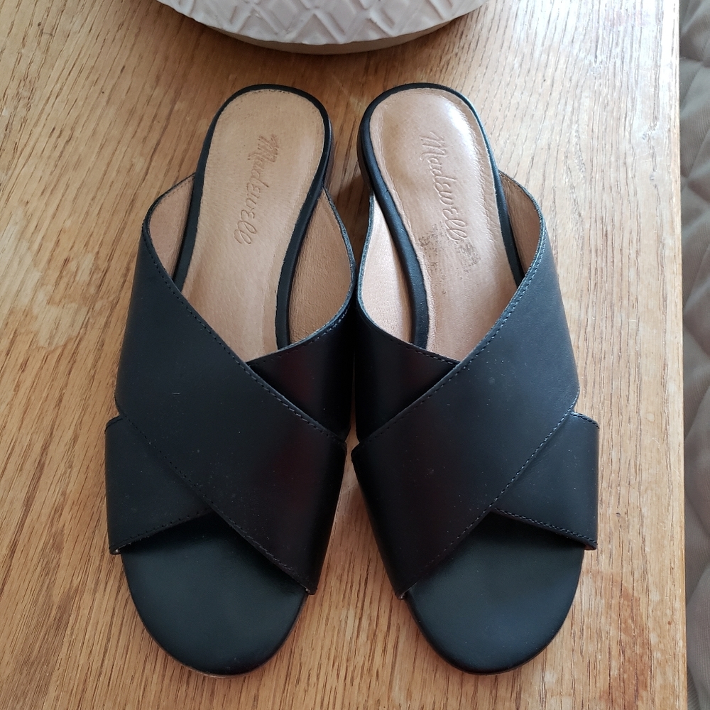 Madewell black criss cross slide sandals 7.5